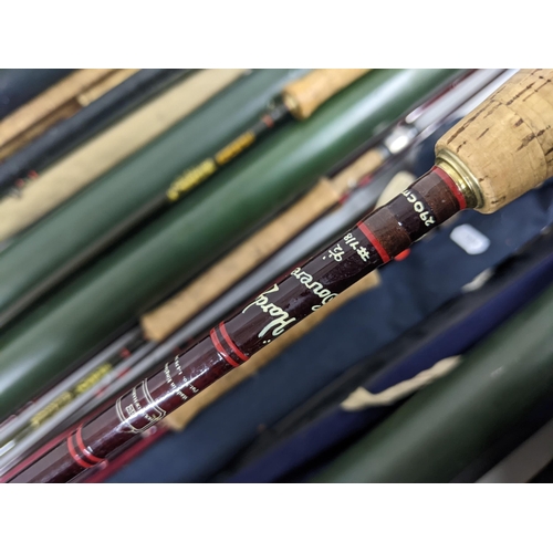 72 - Assorted angling rods to include The Church Hill Gold Dynaflex, a Hardy Sovereign, a Hardy Graphite ... 