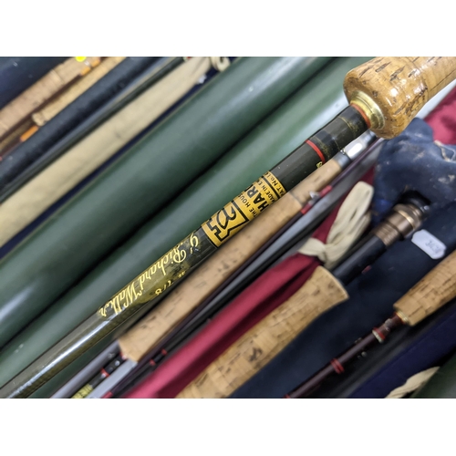 72 - Assorted angling rods to include The Church Hill Gold Dynaflex, a Hardy Sovereign, a Hardy Graphite ... 