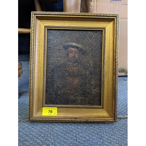 76 - An 18th/19th century oil on canvas depicting a portrait of Henry VIII, framed not glazed, 28cm h x 2... 