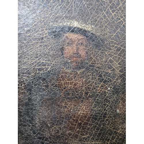 76 - An 18th/19th century oil on canvas depicting a portrait of Henry VIII, framed not glazed, 28cm h x 2... 