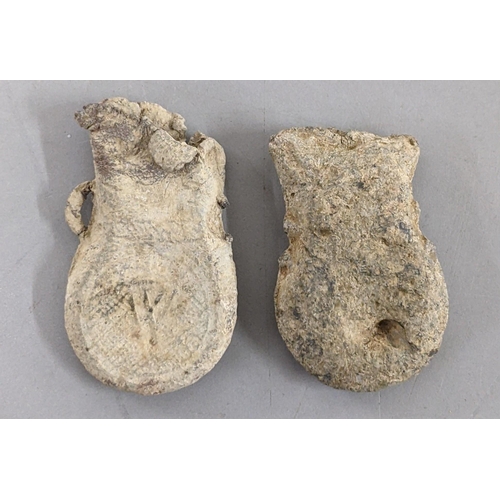 77 - Two medieval ampullas, one inscribed 'VW' and another
Location:CAB3
If there is no condition report ... 