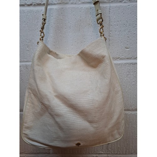 5 - Mulberry- An 'Evelina' cream leather hobo bag with lizard skin design, serial no:1584532, gold tone ... 