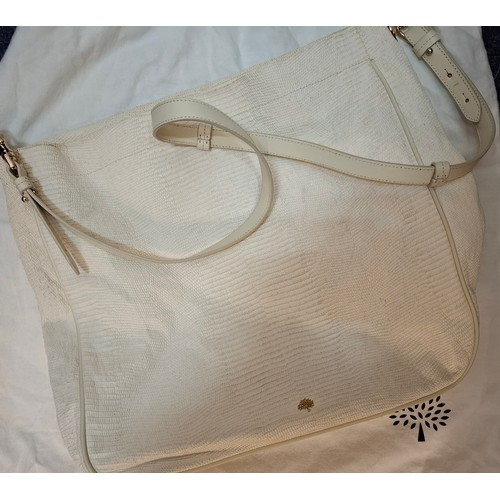 5 - Mulberry- An 'Evelina' cream leather hobo bag with lizard skin design, serial no:1584532, gold tone ... 