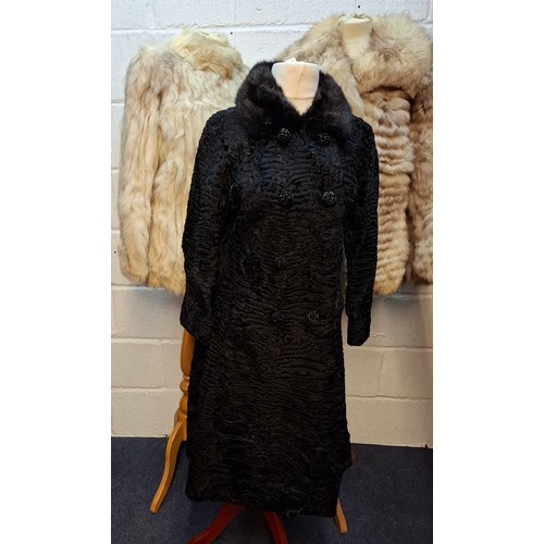 73 - Three vintage fur coats comprising a Saga Fox jacket, approx 38