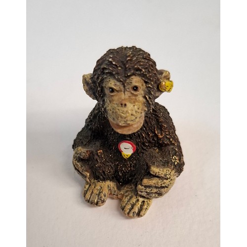 66 - A 1999 metal Steiff model of a monkey, 4 charm bracelets and loose charms, an Art Deco silver monogr... 