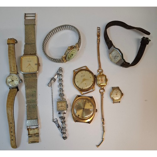 67 - A quantity of vintage watches A/F to include an Art Deco Elina ladies cocktail watch with rolled gol... 