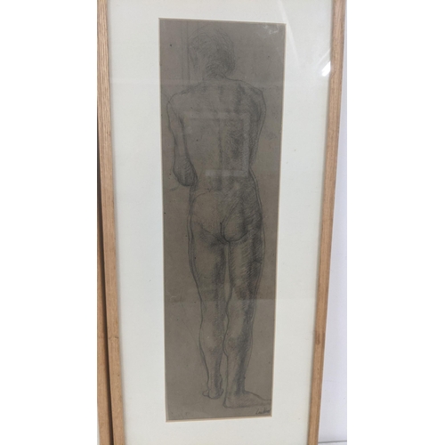 324 - Elizabeth Lampson - a pair of framed and glazed sketches depicting the back of a nude woman titled '... 