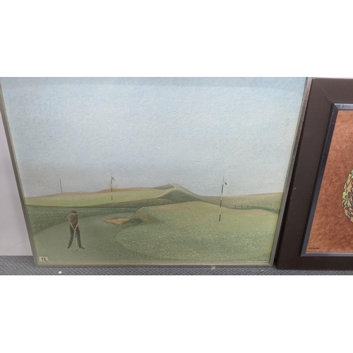 327 - Elizabeth Lampson - three oil on boards to include one example titled 'Loneliness Boy on a Golf Cour... 