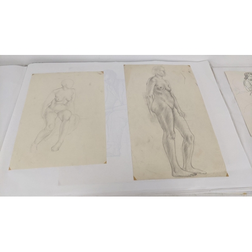 329 - Elizabeth Lampson - a folder to include pastels, pen and ink, sketches and others of her early works... 