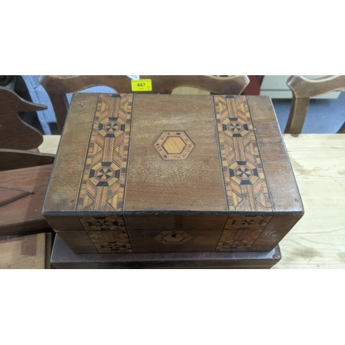 422 - Mixed treen items to include a marquetry inlaid walnut box, ebony items and others
Location: RAM
If ... 