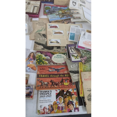 429 - A mixed lot of ephemera to include a collection of mostly filled cigarette card books, with loose ex... 