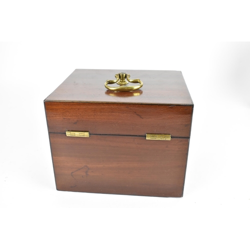 117 - Medical Interest - A 19th century mahogany apothecary box, hinged velvet lined cover enclosing an ar... 