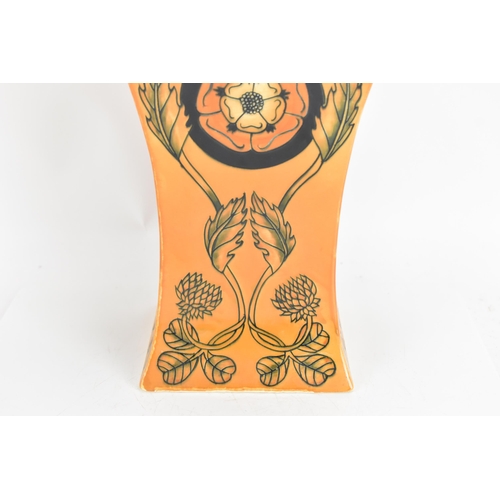 14 - Cobridge 2002 Golden Jubilee vase of square waisted two-handled form, decorated with trailing foliag... 