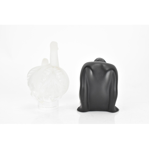 16 - A Lalique noir glass Nu Assis figure of a seated nude female from the yoga series, signed Lalique Fr... 