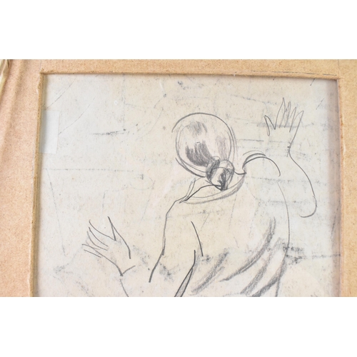 22 - Dame Laura Knight (1877-1970) Pencil on paper depicting an interior scene with figures, signed with ... 