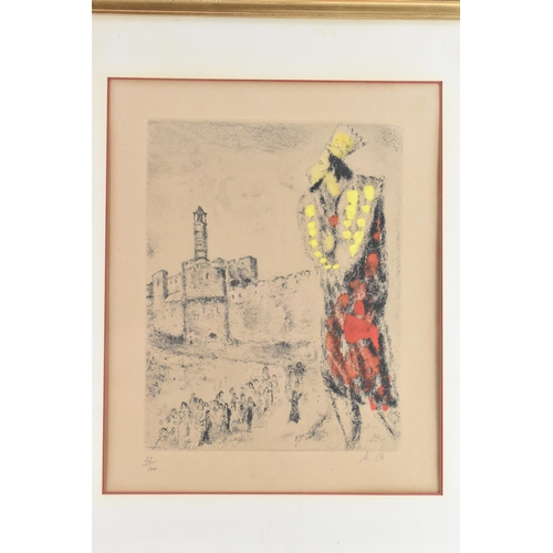 24 - Marc Chagall (1887-1985) A limited edition hand coloured etching, 'King David', from La Bible series... 