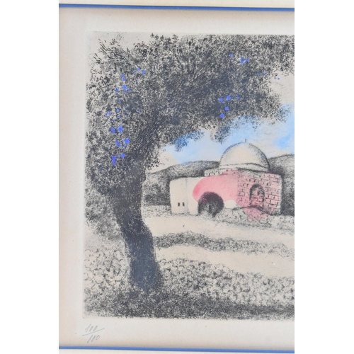 25 - Marc Chagall (1887-1985) A limited edition hand coloured etching, 'La Tombe de Rachel', from La Bibl... 