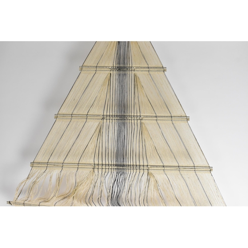 35 - Peter Collingwood O.B.E. (British 1922-2008) A Macrogauze linen and steel rods wall hanging, with me... 