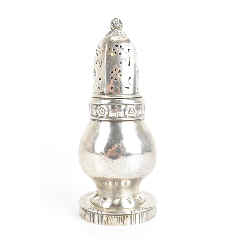 40 - A Georg Jensen Danish Silver sugar castor, import marks for London 1931, No. 97, of baluster form, e... 