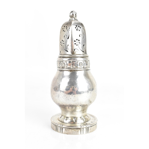 40 - A Georg Jensen Danish Silver sugar castor, import marks for London 1931, No. 97, of baluster form, e... 