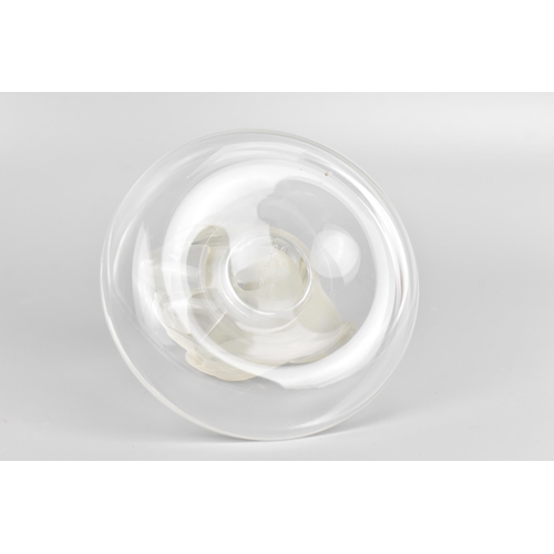 43 - A Lalique glass ring dish, the centre moulded as two frosted swans, the base etched 'Lalique France'... 