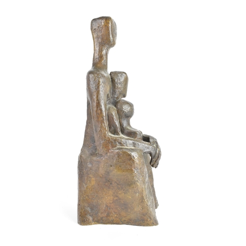 48 - In the manner of Henry Moore (1898-1986), a bronze sculpture of a seated father, mother and child, 4... 