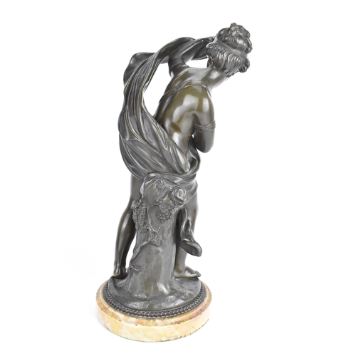 49 - A late 19th century patinated bronze figure emblematic of Summer standing on a naturalistic base, si... 