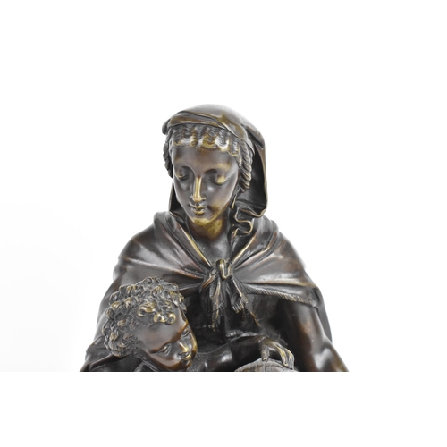 50 - After Emile Pierre Eugene Herbert (1828-1893) A bronze sculpture depicting a mother and child with l... 