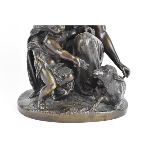 50 - After Emile Pierre Eugene Herbert (1828-1893) A bronze sculpture depicting a mother and child with l... 