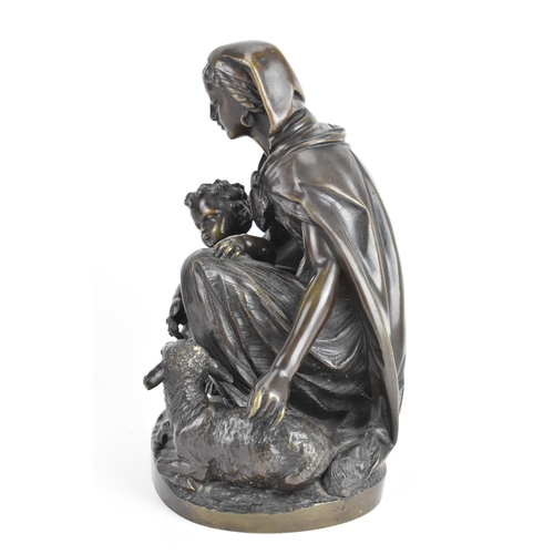 50 - After Emile Pierre Eugene Herbert (1828-1893) A bronze sculpture depicting a mother and child with l... 