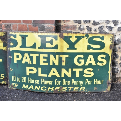 53 - A large vintage Crossley's Gas and Oil Patent Gas Engines Plants enamel advertising sign, 65cm high ... 