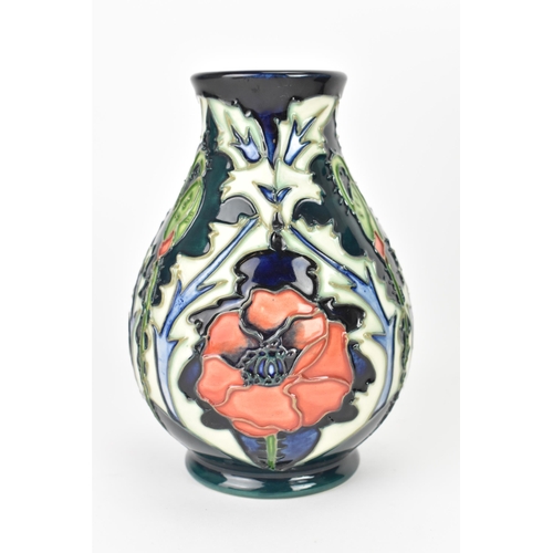 55 - A modern Moorcroft 'Poppy' pattern vase designed by Rachel Bishop, of baluster form, impressed and p... 