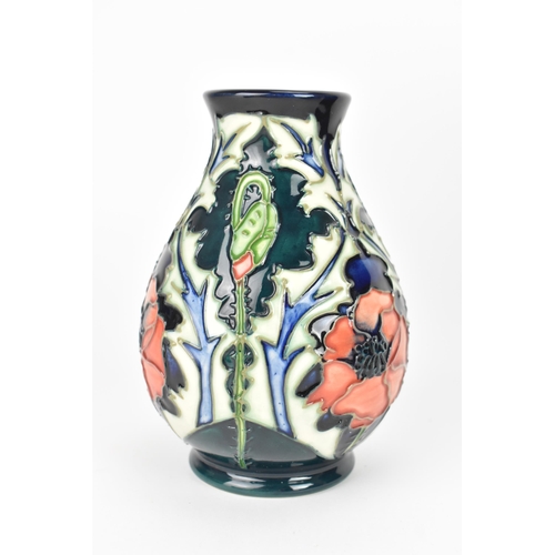 55 - A modern Moorcroft 'Poppy' pattern vase designed by Rachel Bishop, of baluster form, impressed and p... 