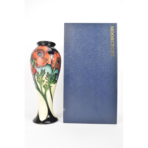 56 - A modern Moorcroft 'Freedom Fields' pattern vase, limited edition 3/100, of ovoid shape, tube lined ... 