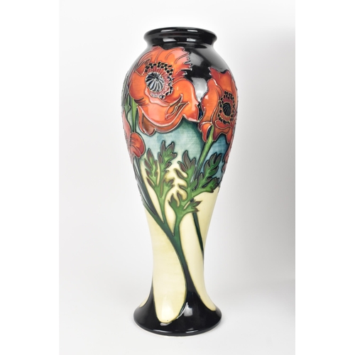 56 - A modern Moorcroft 'Freedom Fields' pattern vase, limited edition 3/100, of ovoid shape, tube lined ... 