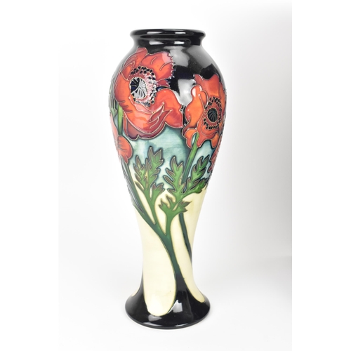 56 - A modern Moorcroft 'Freedom Fields' pattern vase, limited edition 3/100, of ovoid shape, tube lined ... 