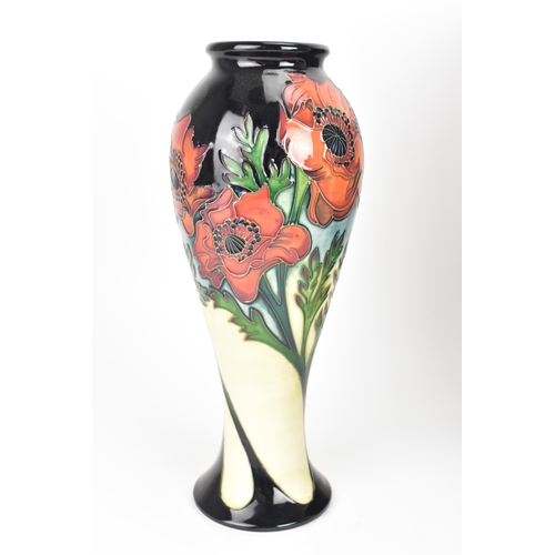 56 - A modern Moorcroft 'Freedom Fields' pattern vase, limited edition 3/100, of ovoid shape, tube lined ... 