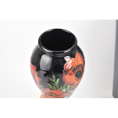 56 - A modern Moorcroft 'Freedom Fields' pattern vase, limited edition 3/100, of ovoid shape, tube lined ... 