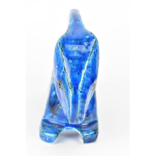 58 - Aldo Londi (1911-2003) A 1960s Bitossi blue glazed pottery rabbit sculpture, with geometric designs ... 