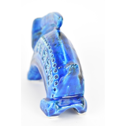 58 - Aldo Londi (1911-2003) A 1960s Bitossi blue glazed pottery rabbit sculpture, with geometric designs ... 