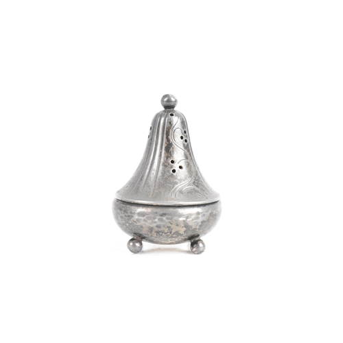 8 - A Georg Jensen Danish silver pepper pot, by Harald Nielsen, import mark 1937, circular planished bas... 