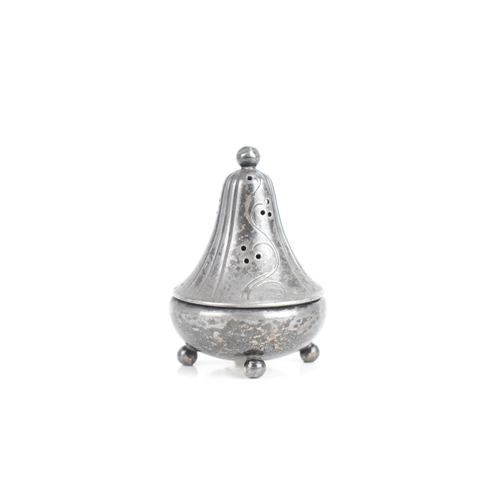 8 - A Georg Jensen Danish silver pepper pot, by Harald Nielsen, import mark 1937, circular planished bas... 