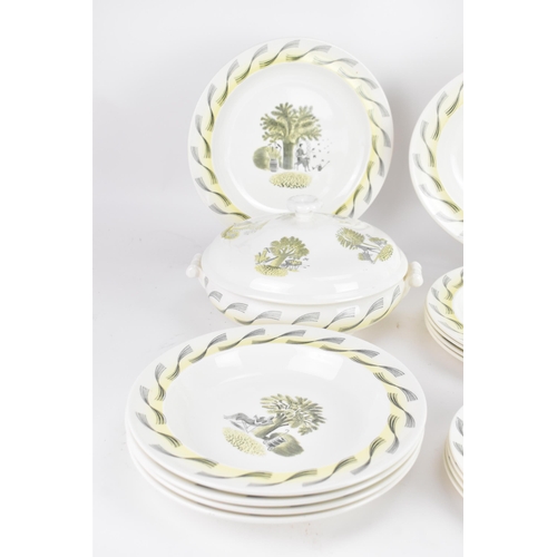 83 - Eric Ravilious for Wedgwood, a part dinner service in the 'Garden' pattern, printed with gardening s... 