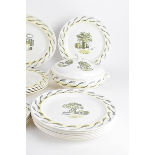 83 - Eric Ravilious for Wedgwood, a part dinner service in the 'Garden' pattern, printed with gardening s... 