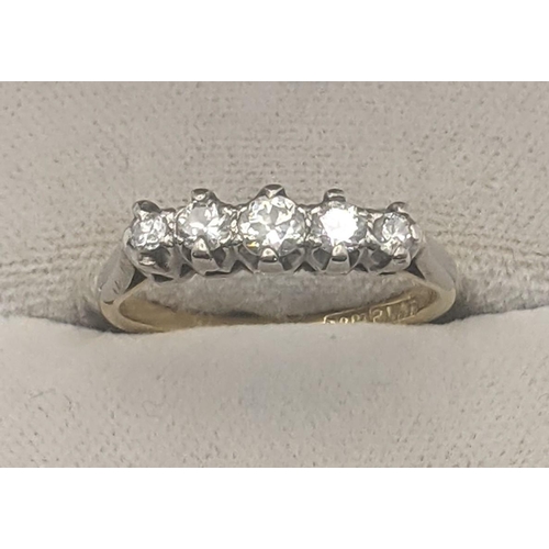 34 - An 18ct yellow gold and platinum 5 stone diamond ring, size N, 3.1g
Location:
If there is no conditi... 