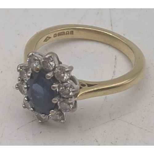 35 - A diamond and sapphire 18ct yellow gold cluster ring, size J, 4.1g
Location:
If there is no conditio... 