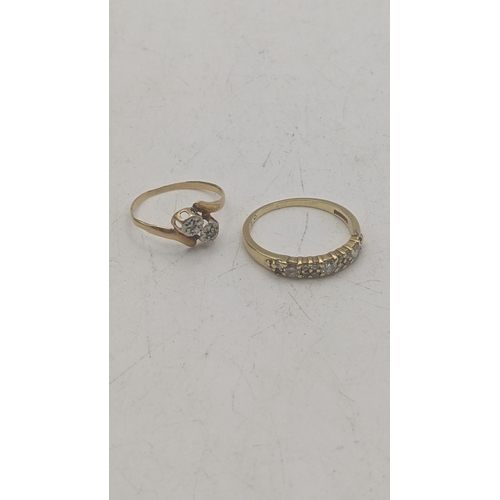 40 - An 18ct yellow gold 15 stone diamond ring one stone is missing) size M 2.5g together with a yellow a... 