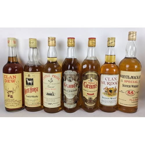 267 - Seven bottles of whisky to include a two William Grants 75cl, a White Horse 23 2/3 FL. OZS, a Clan D... 