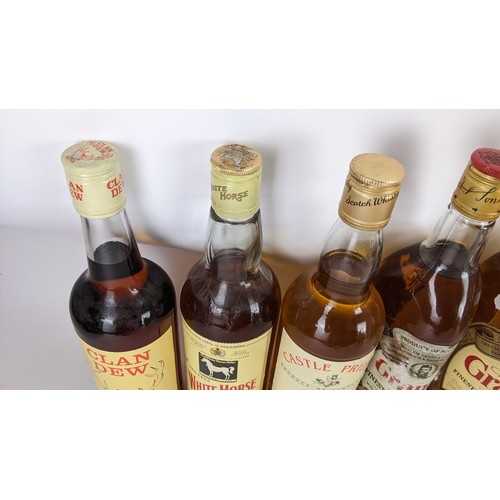 267 - Seven bottles of whisky to include a two William Grants 75cl, a White Horse 23 2/3 FL. OZS, a Clan D... 