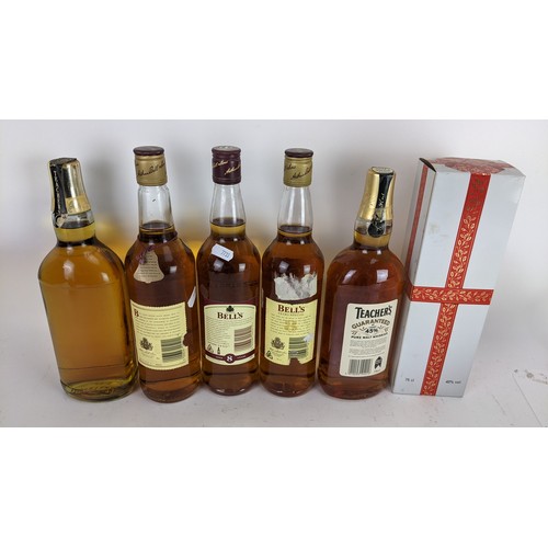 266 - Five bottles of whisky to include a Teachers Highland Scotch Whisky with original box 75cl, a Teache... 